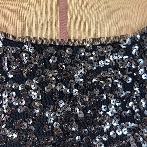 NWT Alex Evenings Black Sequin Cold Shoulder Blouse - Size Medium - Picture 6 of 14
